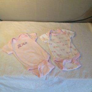 WONDER NATION Bundle OF 2,  BOTH short sleeves, BOTH NEW BORN,   2 onesies